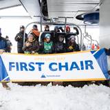 Sugarloaf wind flags with mountain background