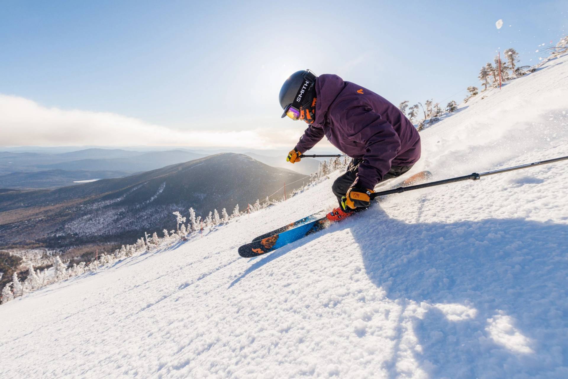 Skier on groomed trail