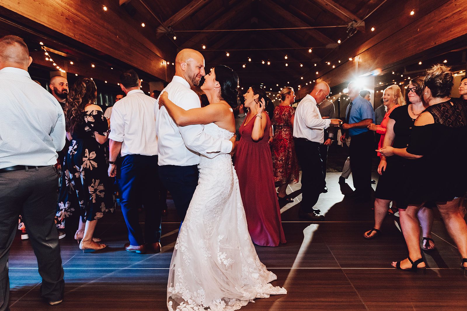 Bride and groom on dance floor