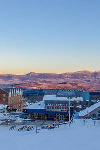 Sugarloaf Mountain Resort facing Bigelow Range during sunset