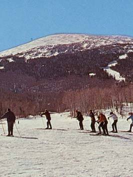 Skiers below sugarloaf in the 60's