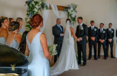 Bride and groom on alter
