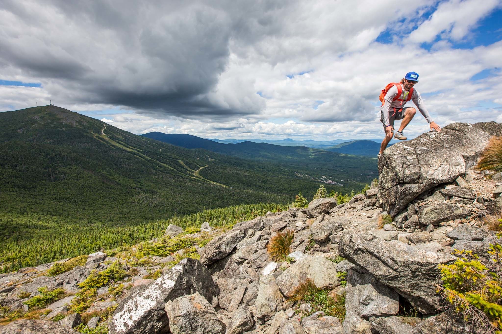 Hiker at the summit of Burnt Mountain