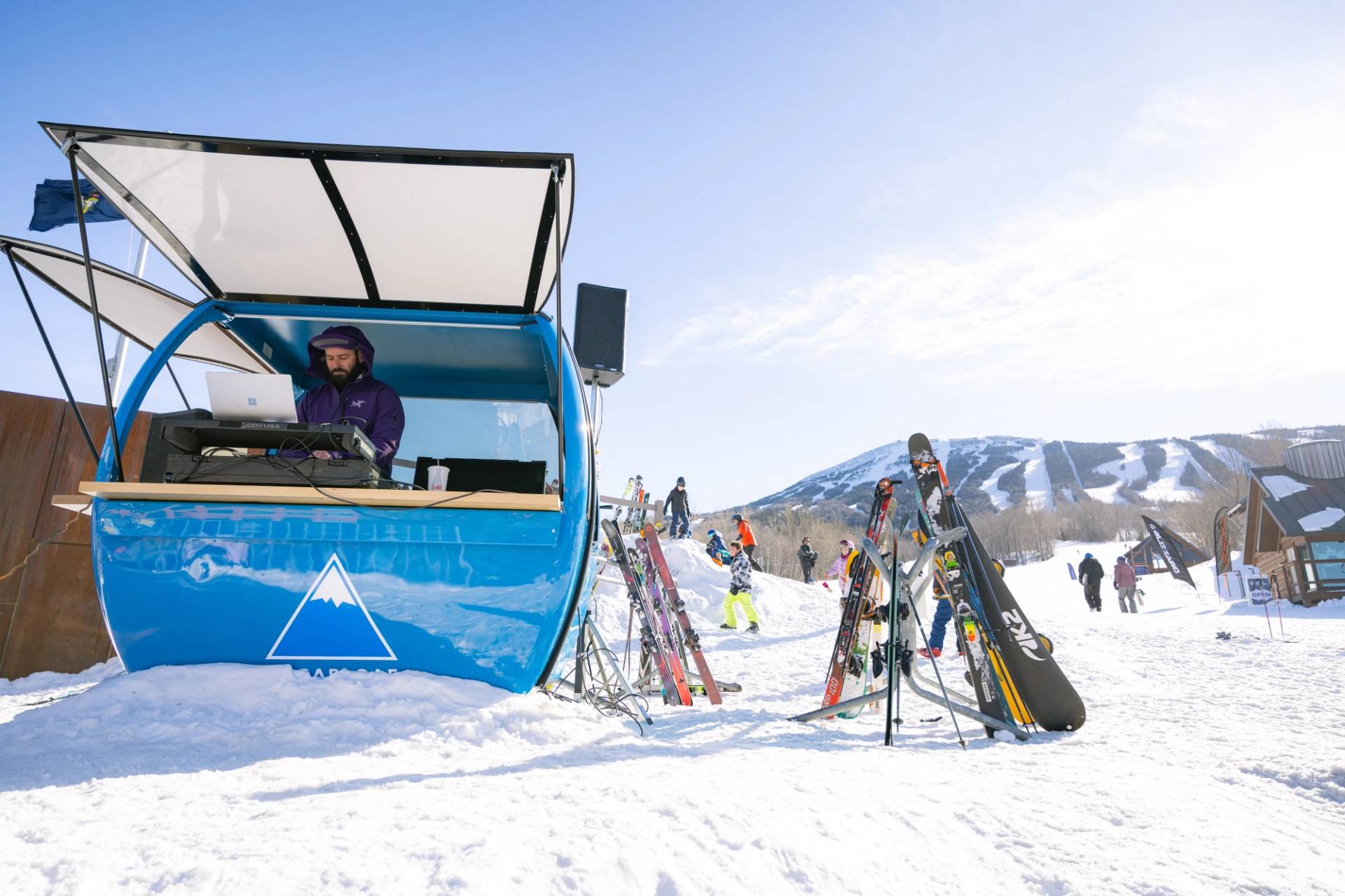 DJ in Sugarloaf gondola car