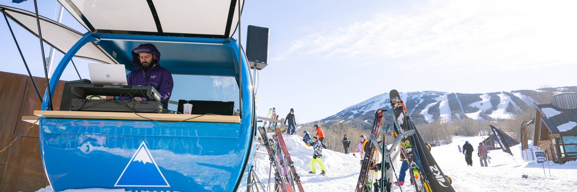 DJ spinning records in Sugarloaf Gondola