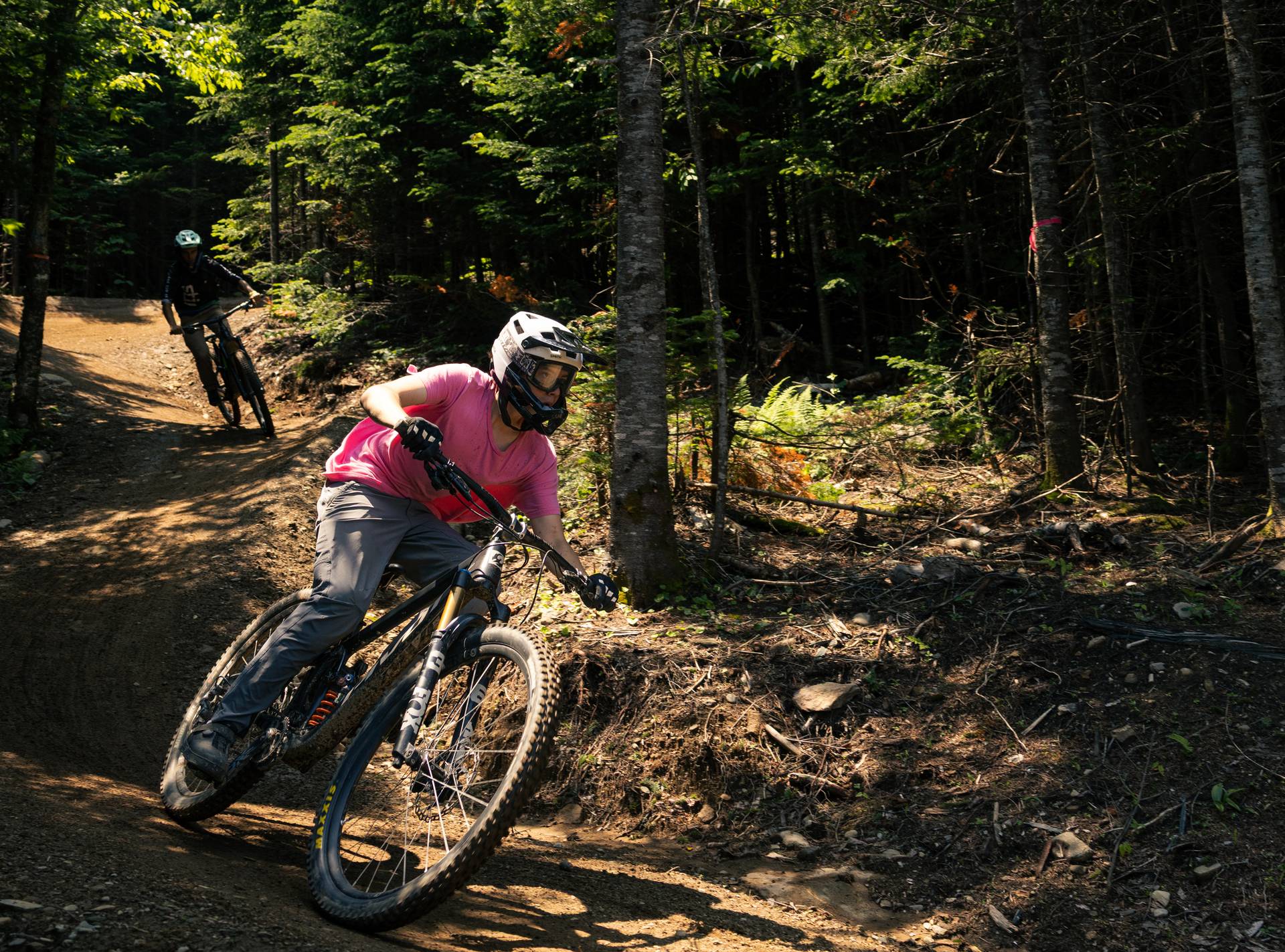 Biker on steep trail