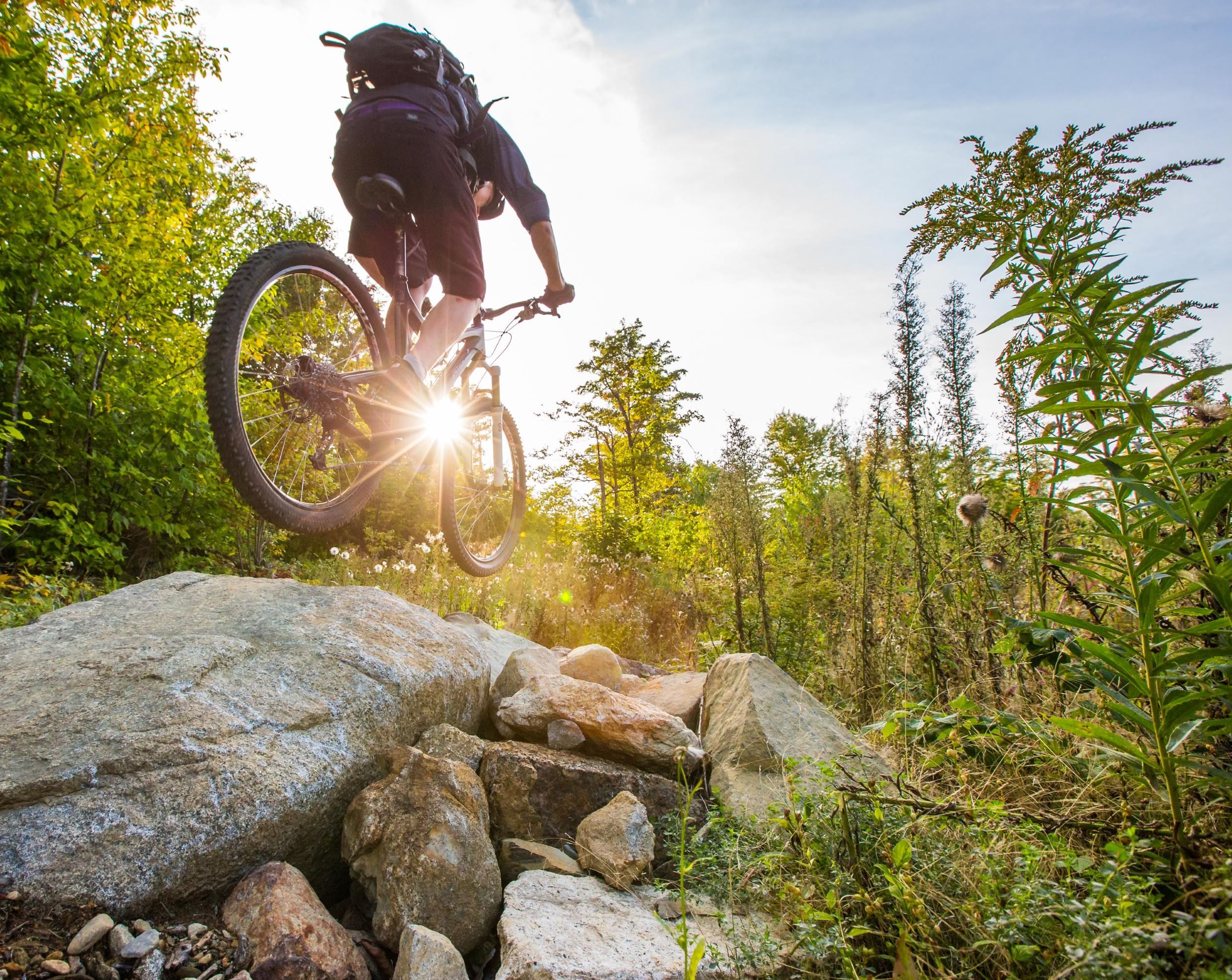Mountain Biker on rock berm