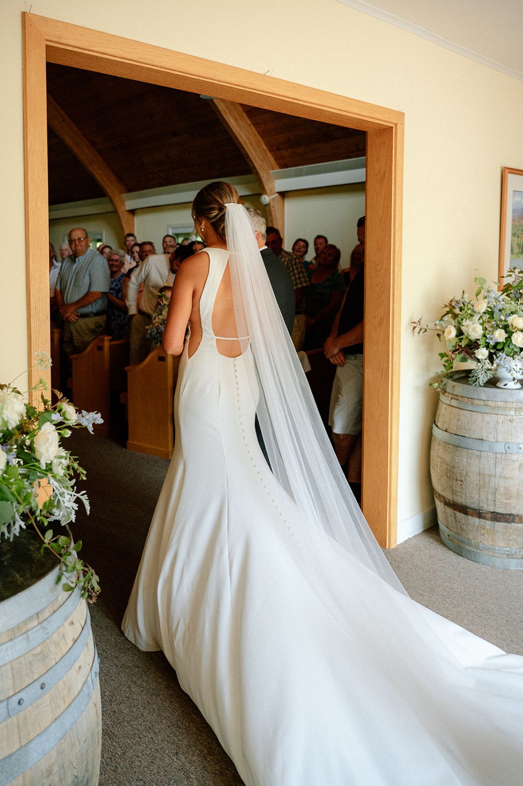 Bride entering chapel