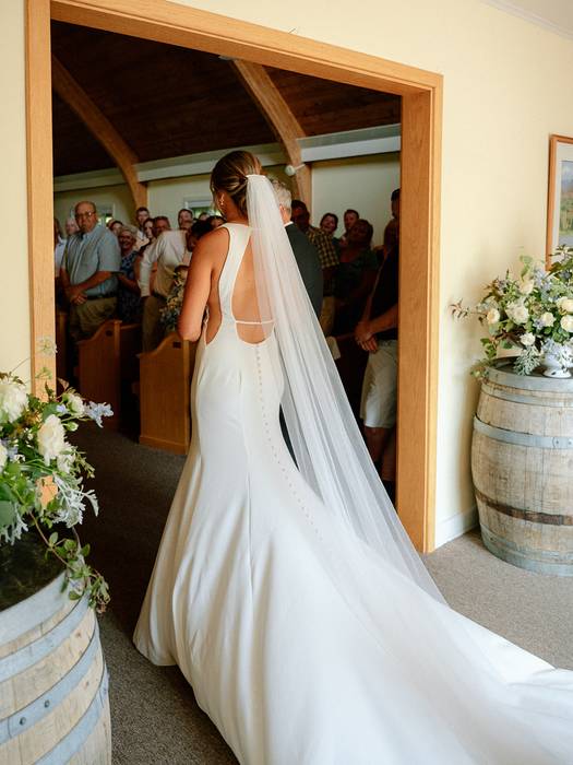 Bride entering chapel