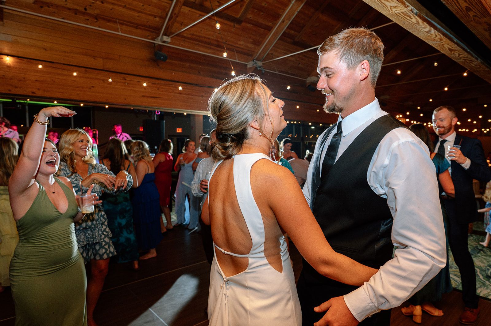 Bride and groom on dance floor