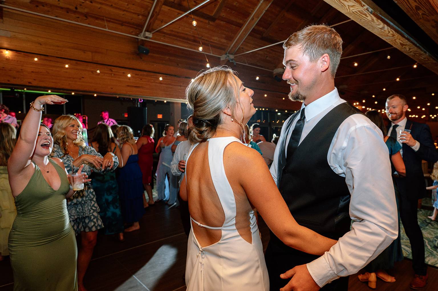 Bride and groom on dance floor
