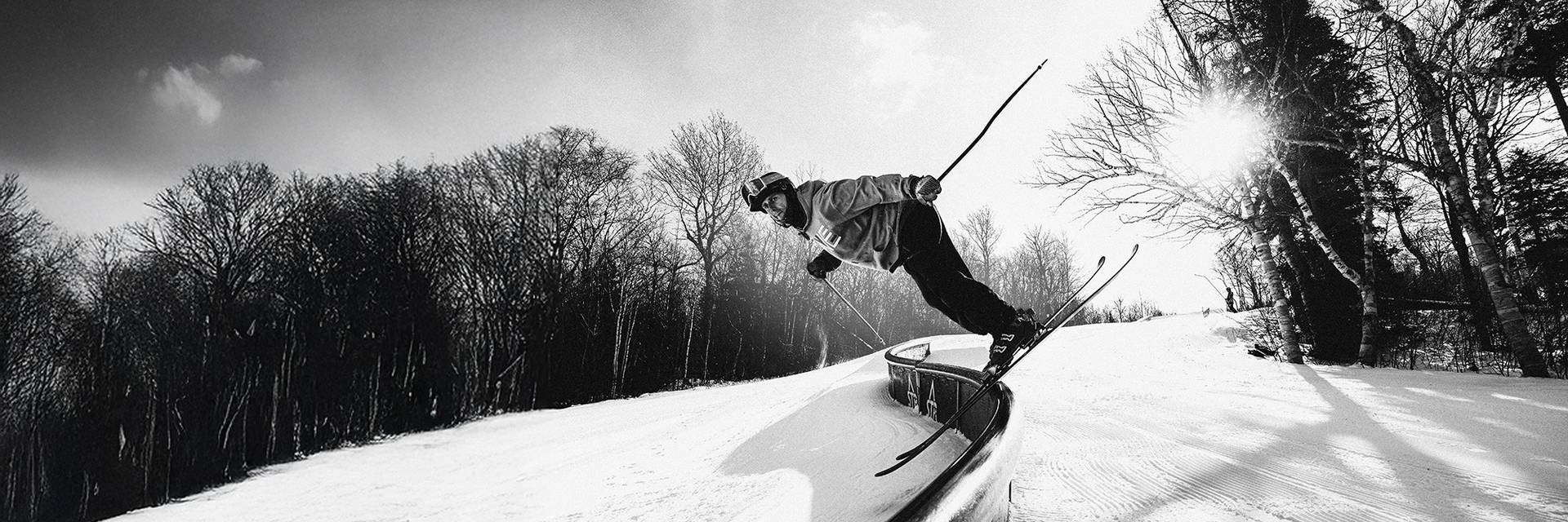 skier on rail