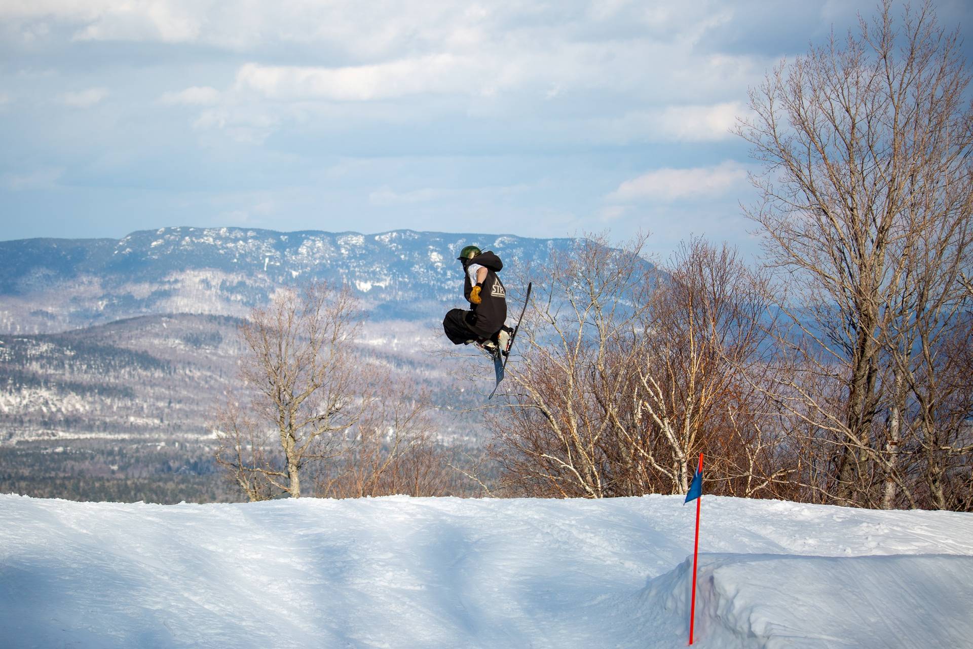 Skier getting air from jump