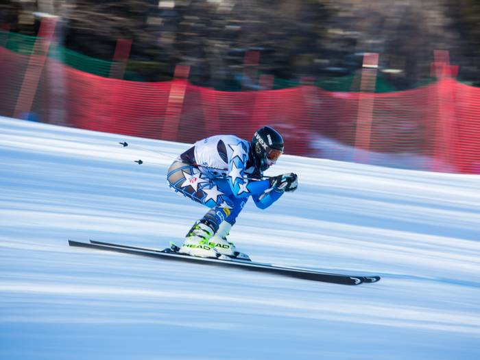 Racer skiing