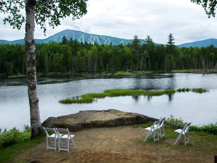 Outdoor wedding reception space at Sugarloaf Outdoor Center