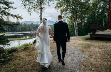 Bride and groom walking