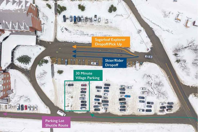 aerial map of skier drop off area