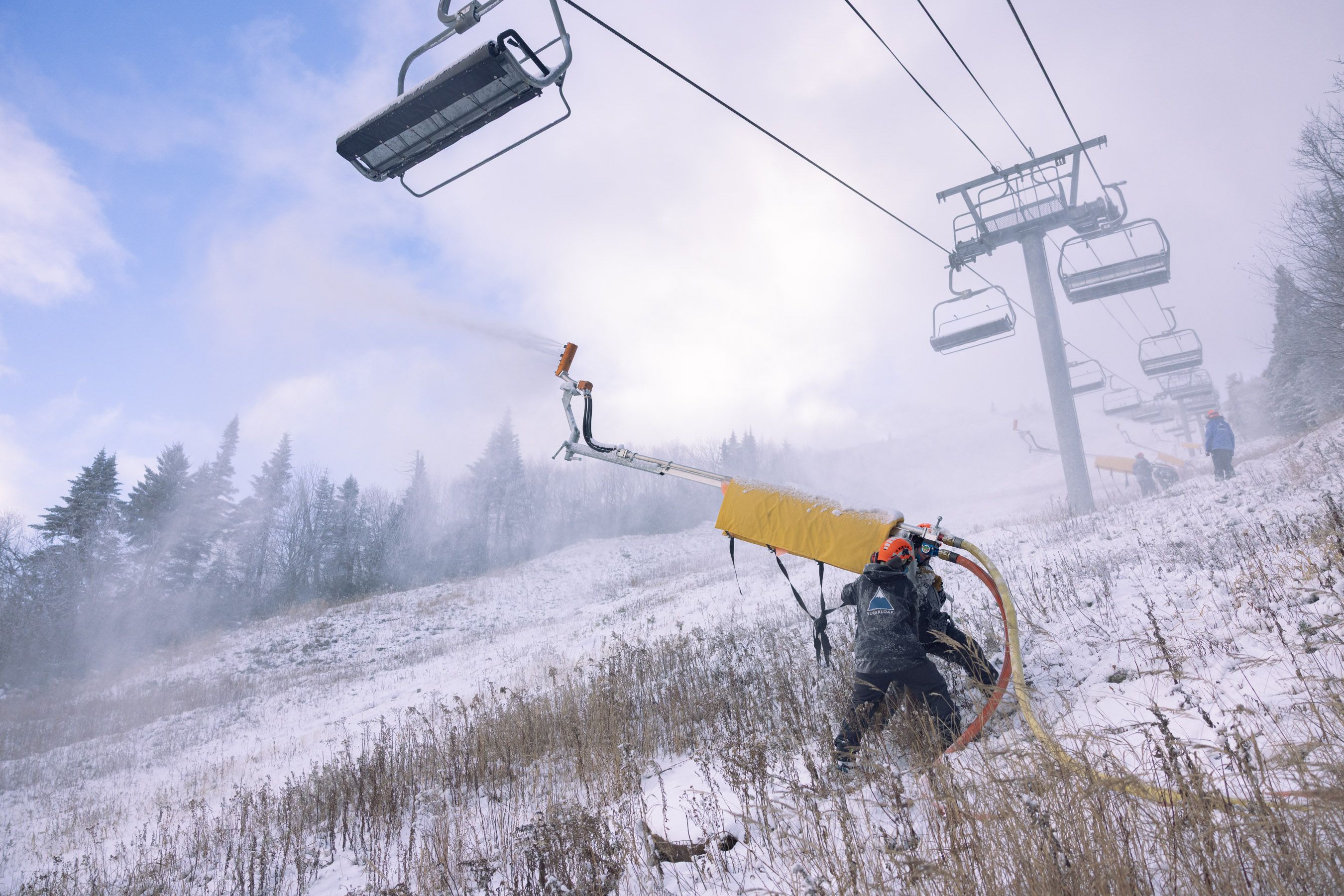 snowmaking gun on ski mountain