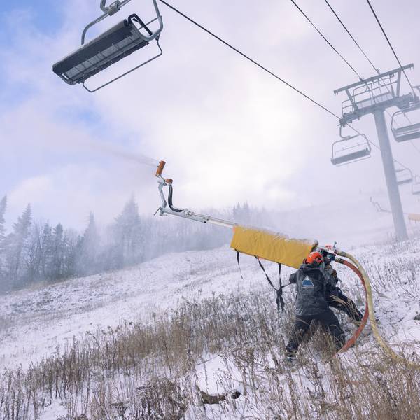 snowmaking gun on ski mountain
