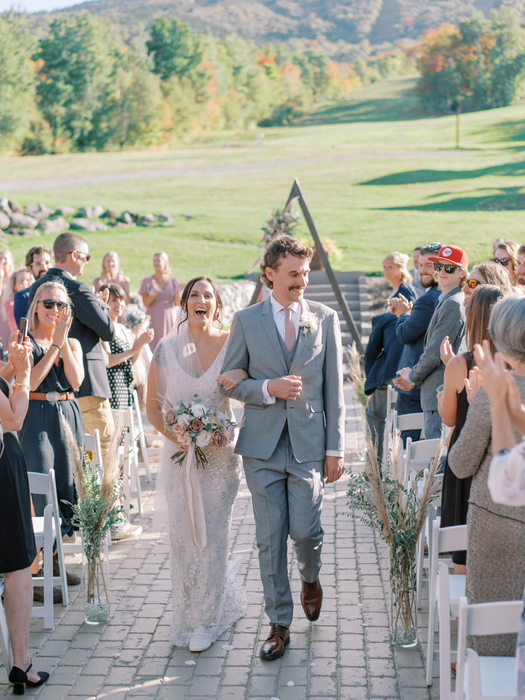Bride and groom walking