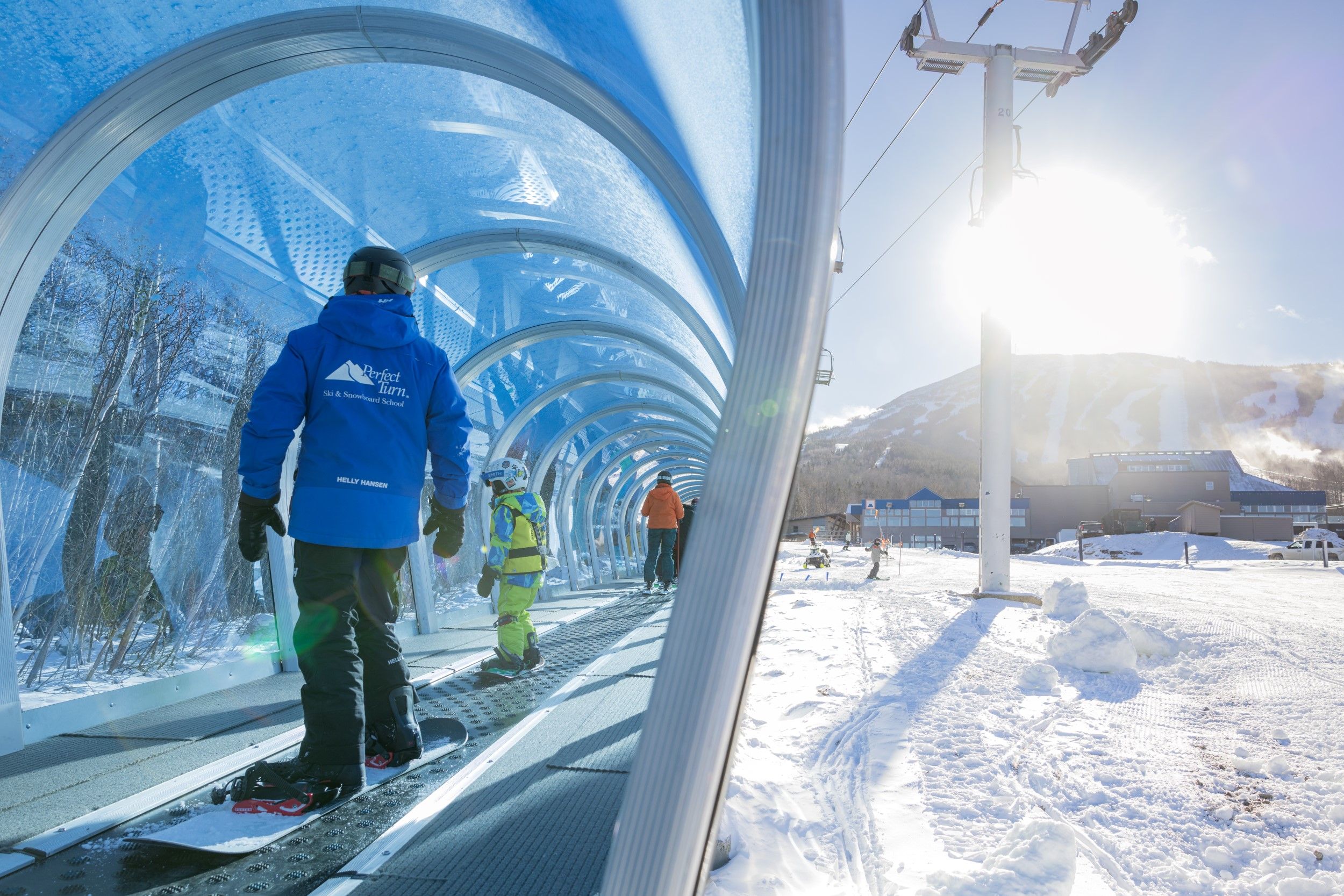 snowboard lesson on hill