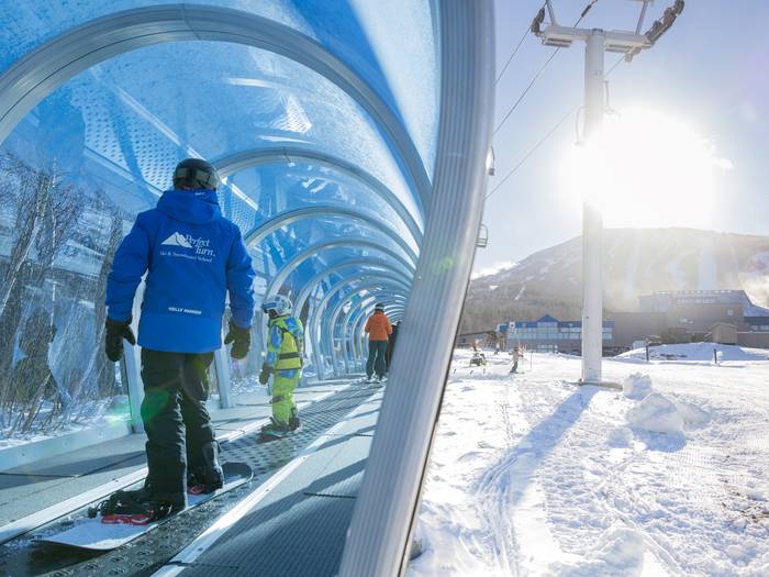 snowboard lesson on hill