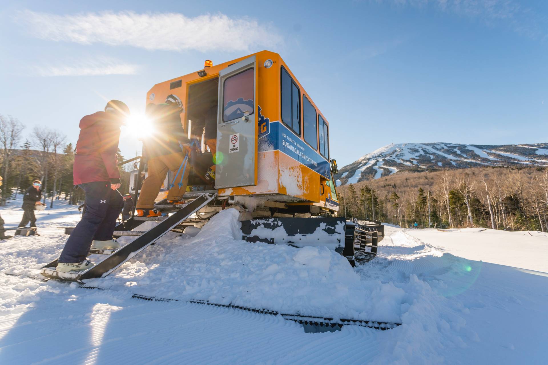 Grooming machine on ski trail