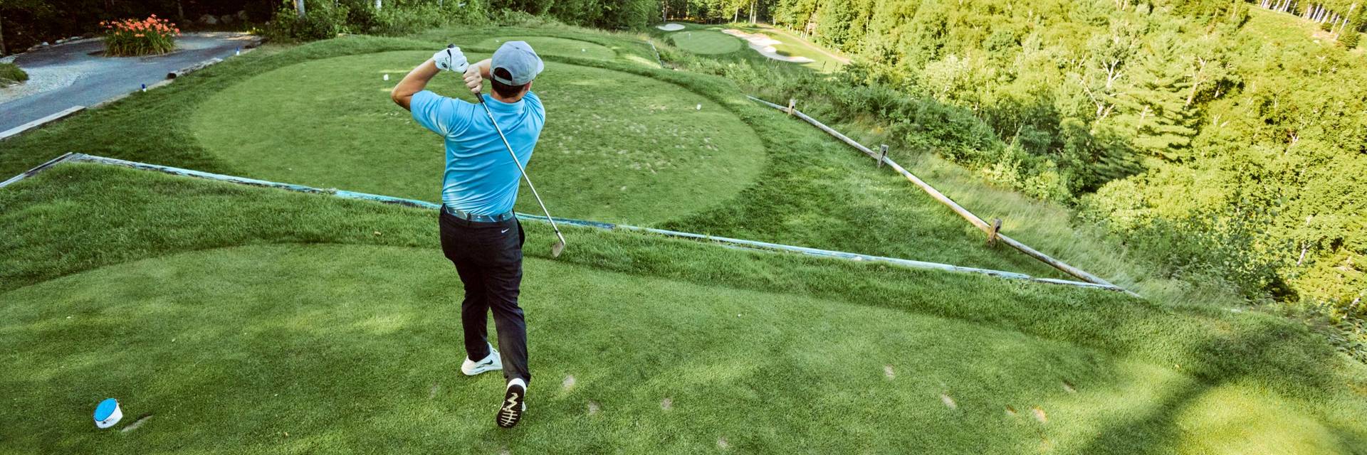 Golfer swinging a club