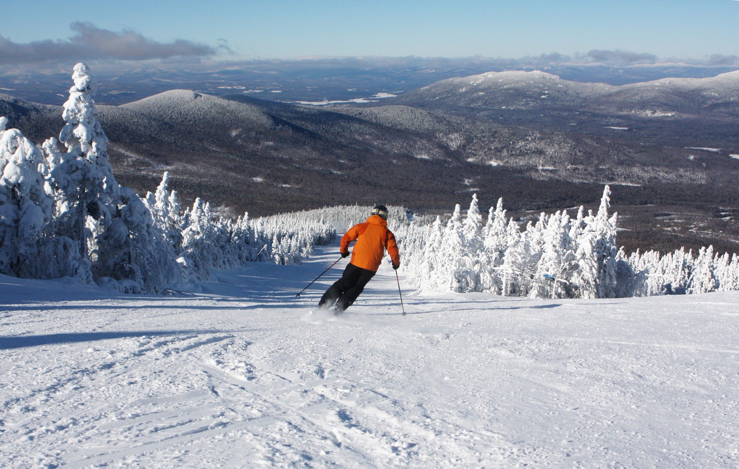 skier on groomer trail