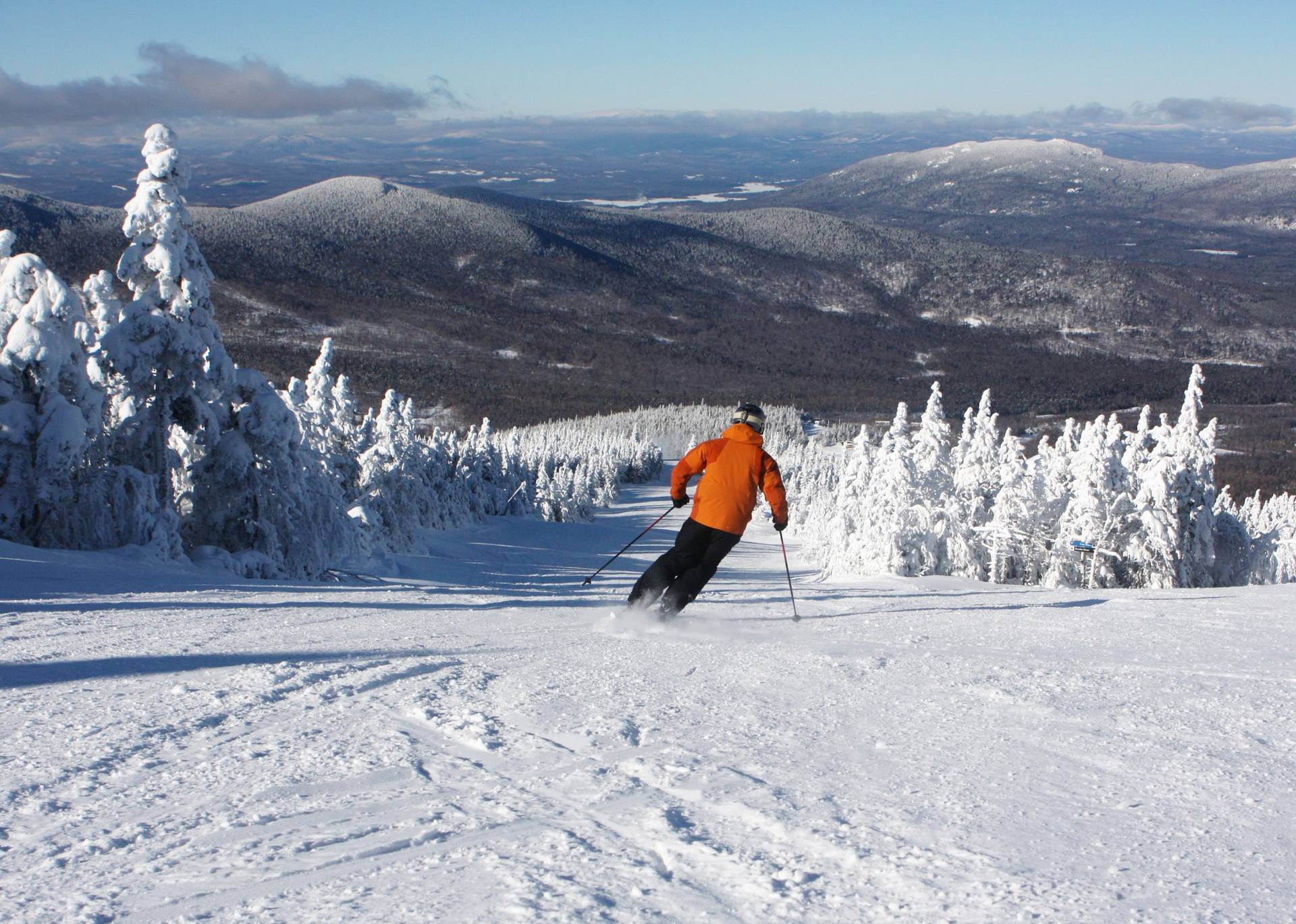 skier on groomer trail