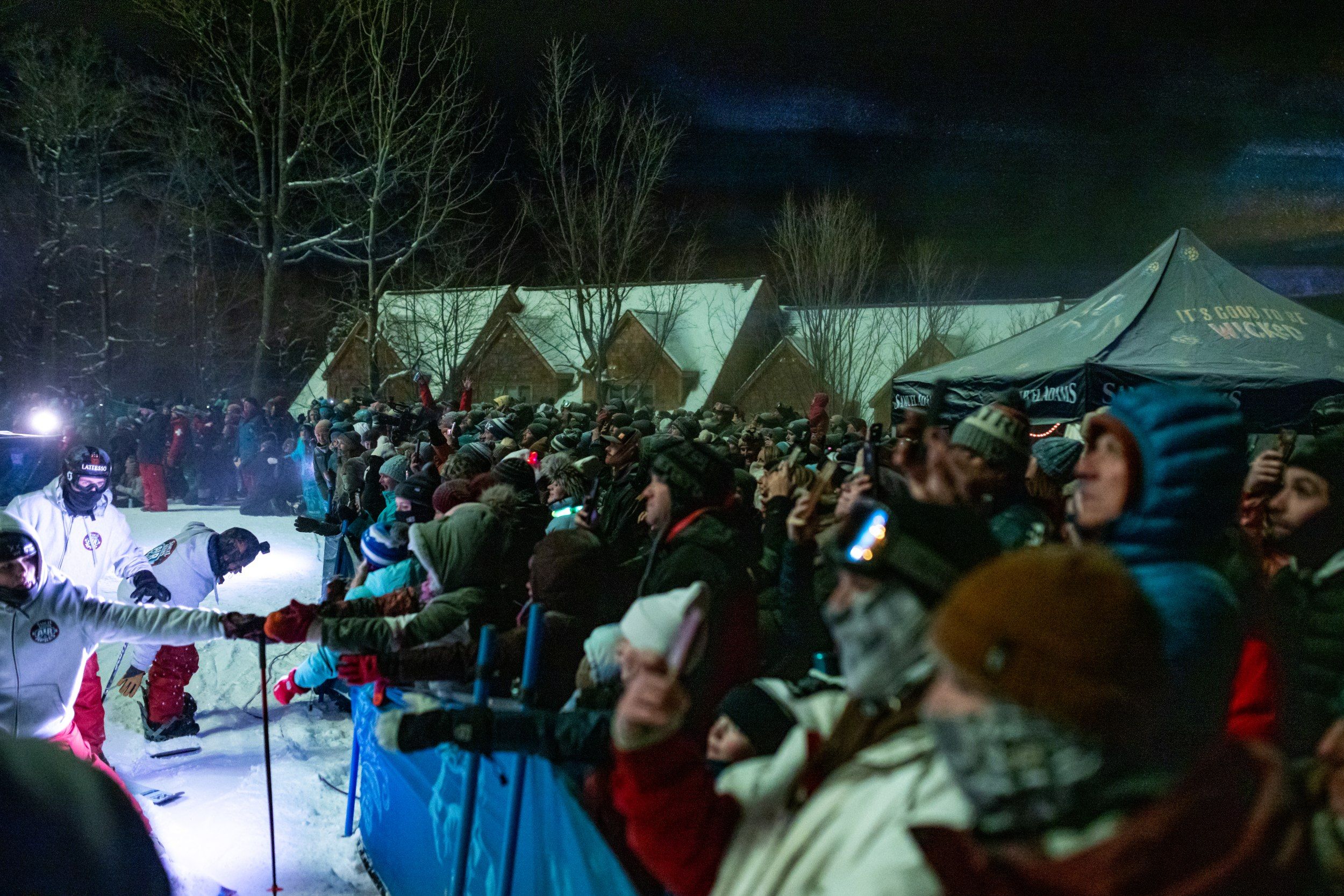 Crowd watching athletes