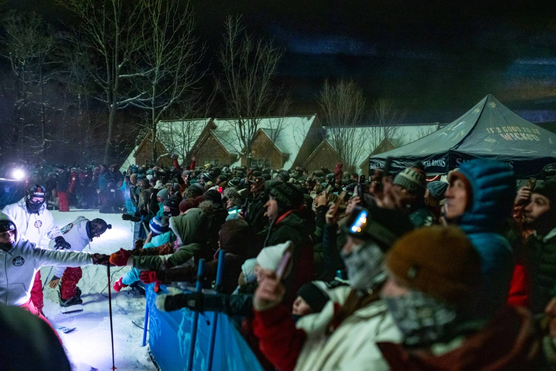Crowd watching athletes