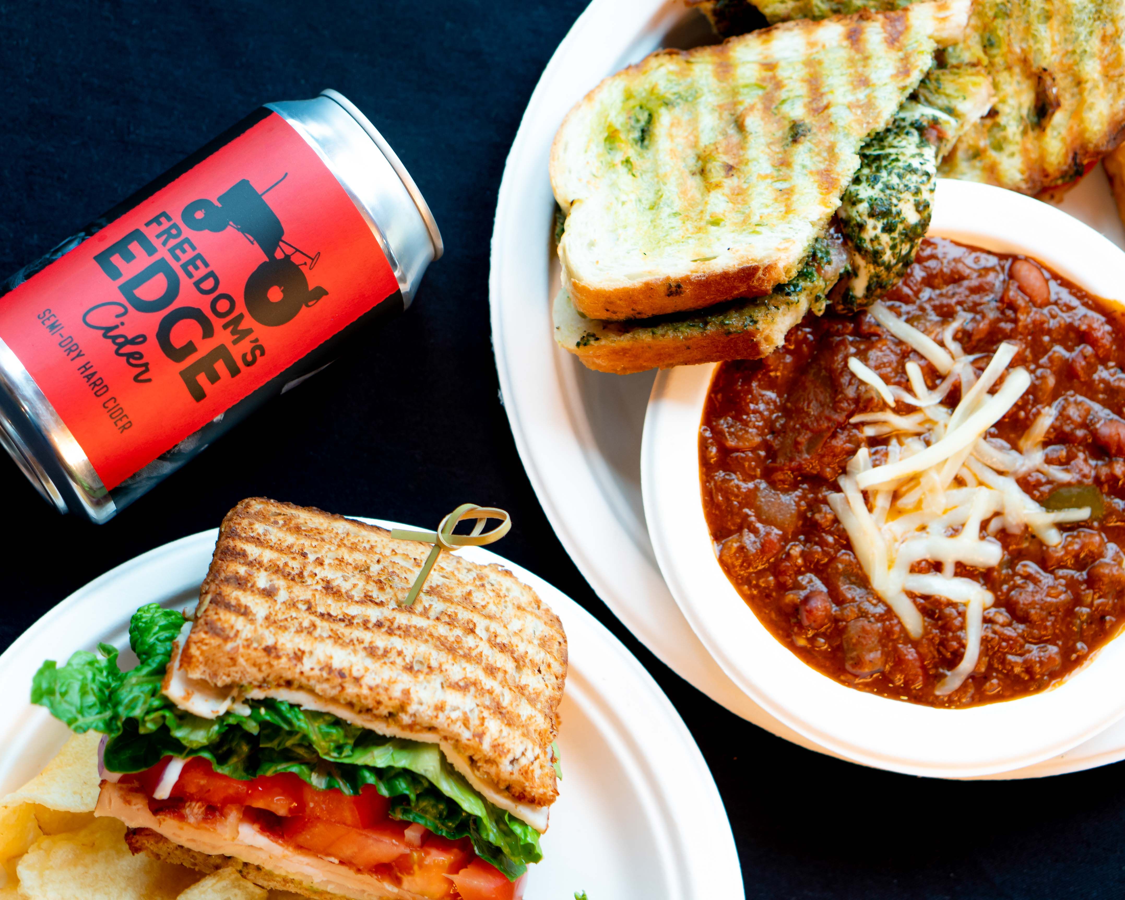 Two tasty meals with a can of Freedom's Edge cider 