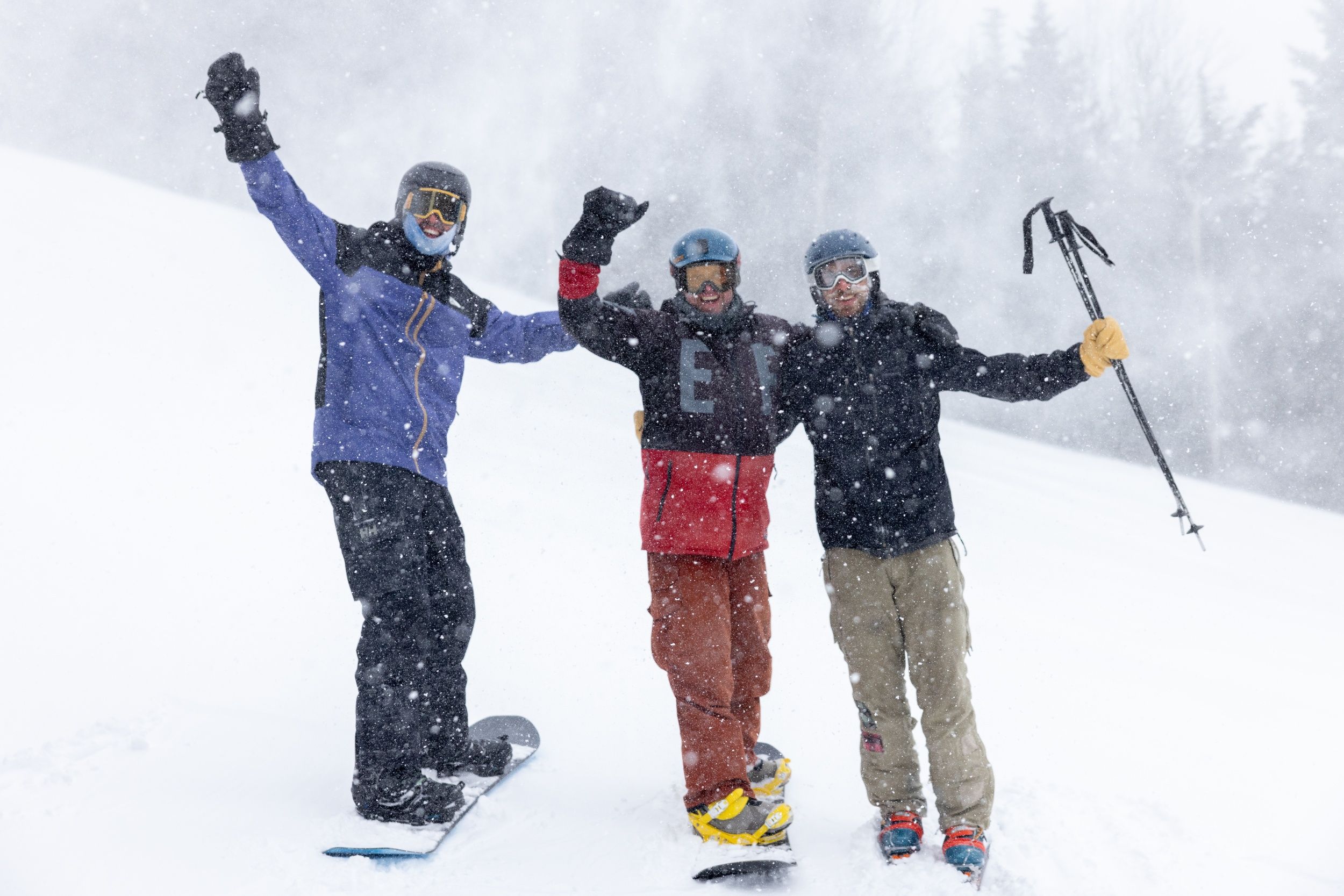 Friends on a powder day