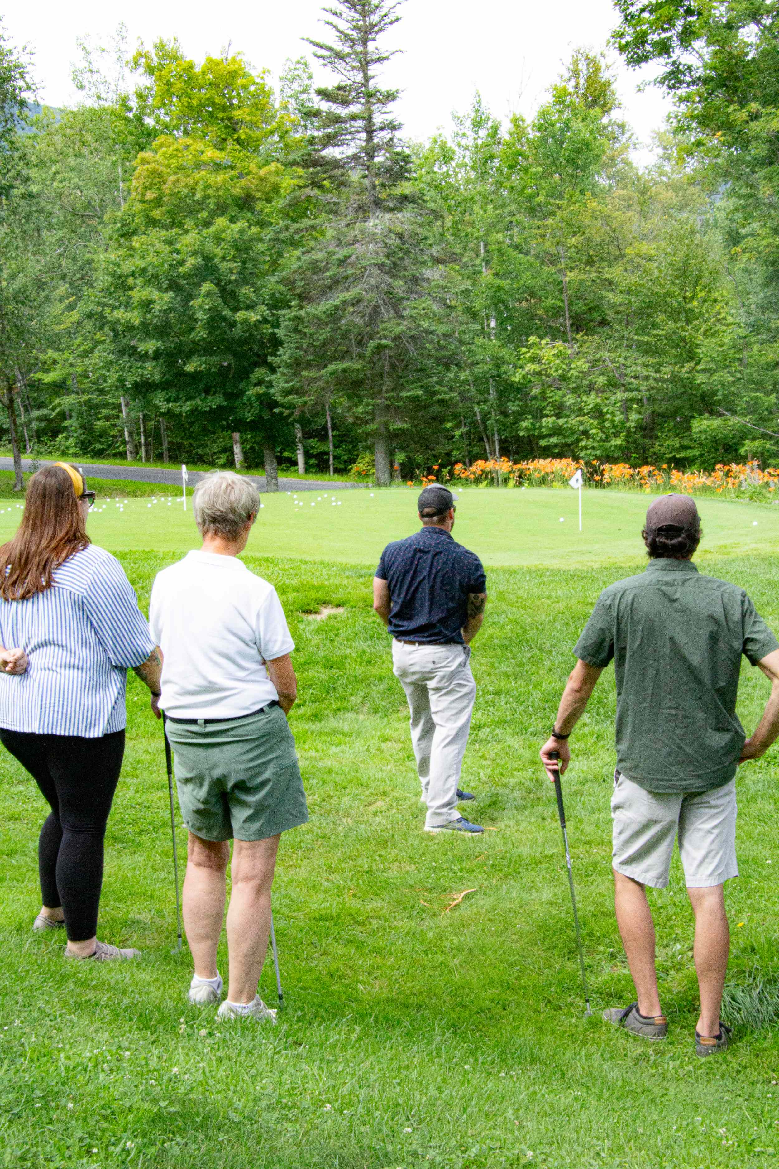group lesson on golf course