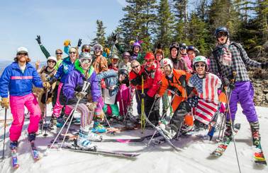 Skiers posing