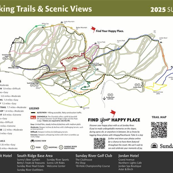 2025 Summer Hiking Trail Map at Sunday River.