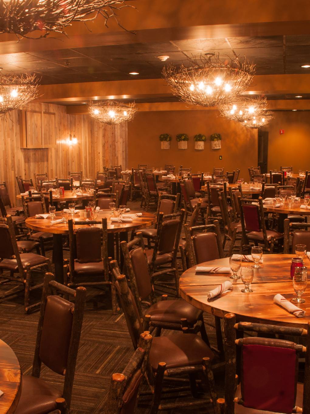 Camp with all the table set up.