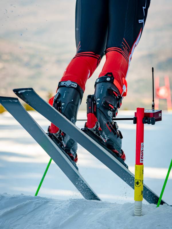 A racer in the start gates at Sunday River, Maine