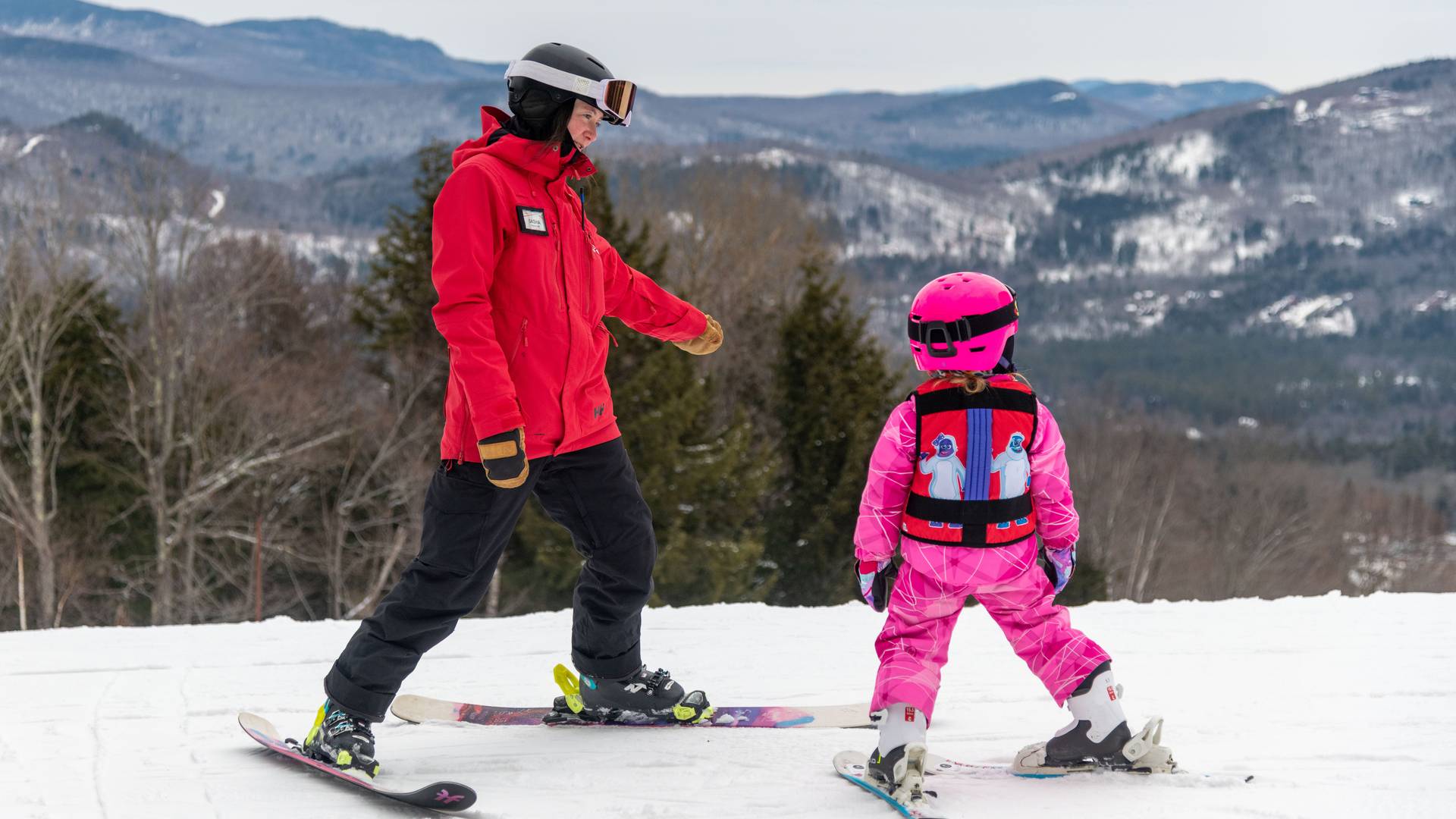 A ski instructor with young children at Sunday River, Maine