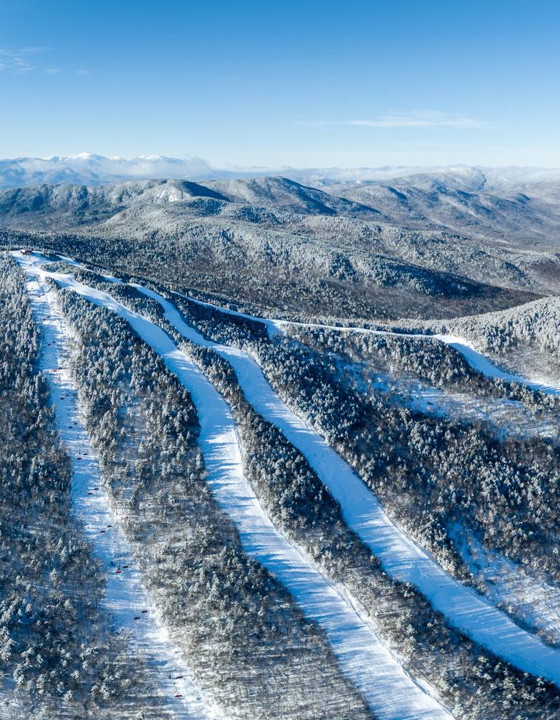 An aerial view of Jordan Peak at Sunday River