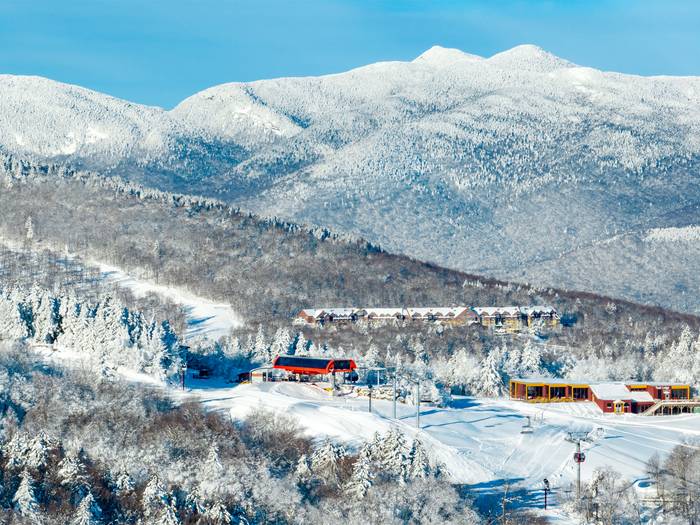 North Peak top at Sunday River in the winter with snow.