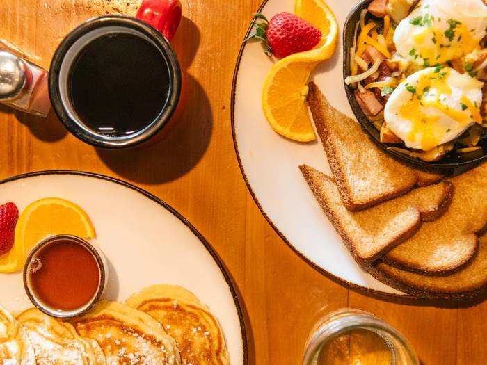 A platter of breakfast food from Camp at Sunday River.