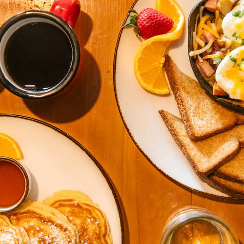 Camp dining options with breakfast items at Sunday River.