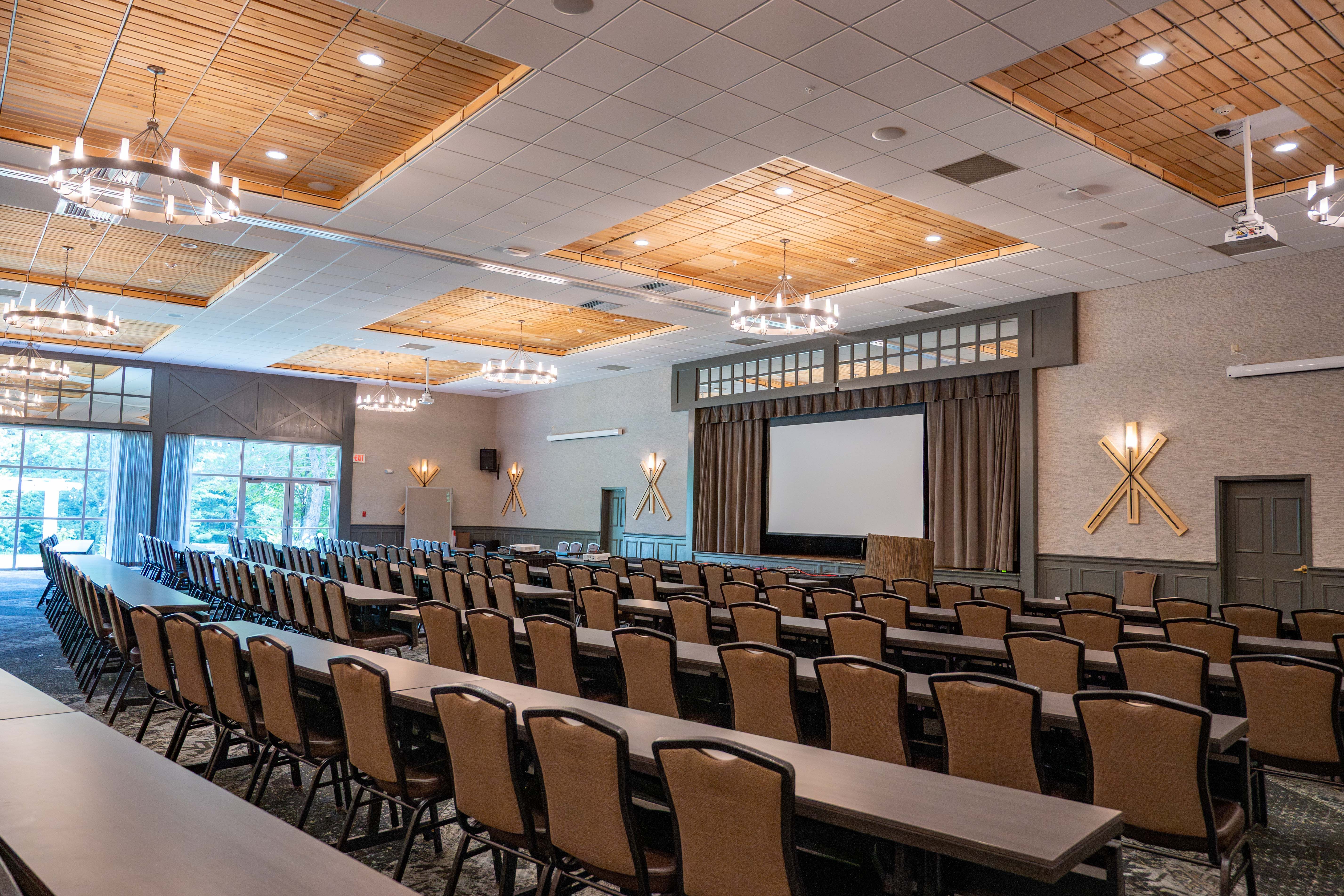 Grand Summit Ballroom at Sunday River set up for a conference.