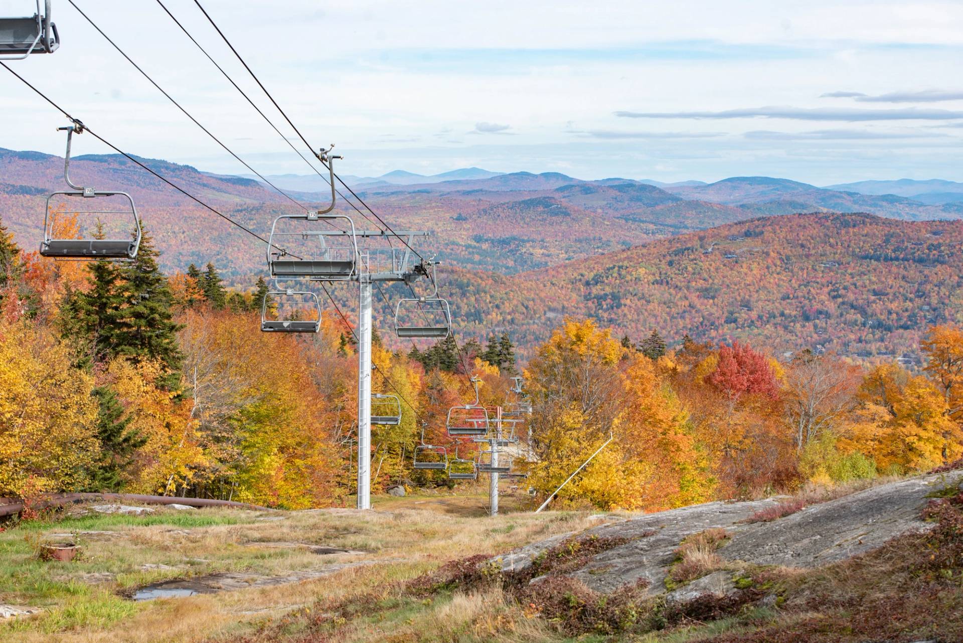 A chairlift line in the fall at Sunday River Resort in Newry, Maine