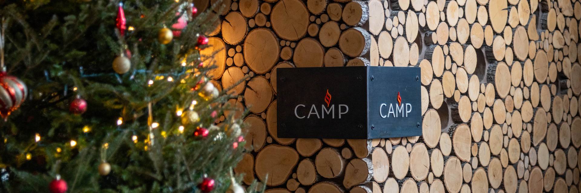 Camp at Sunday River with Christmas decor.