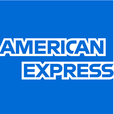 American Express blue logo.