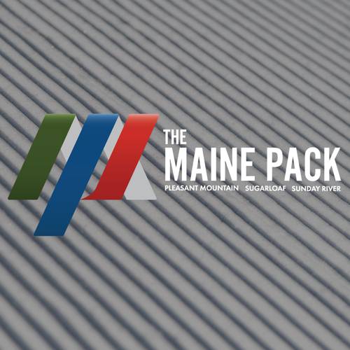The Maine Pack logo over corduroy snow