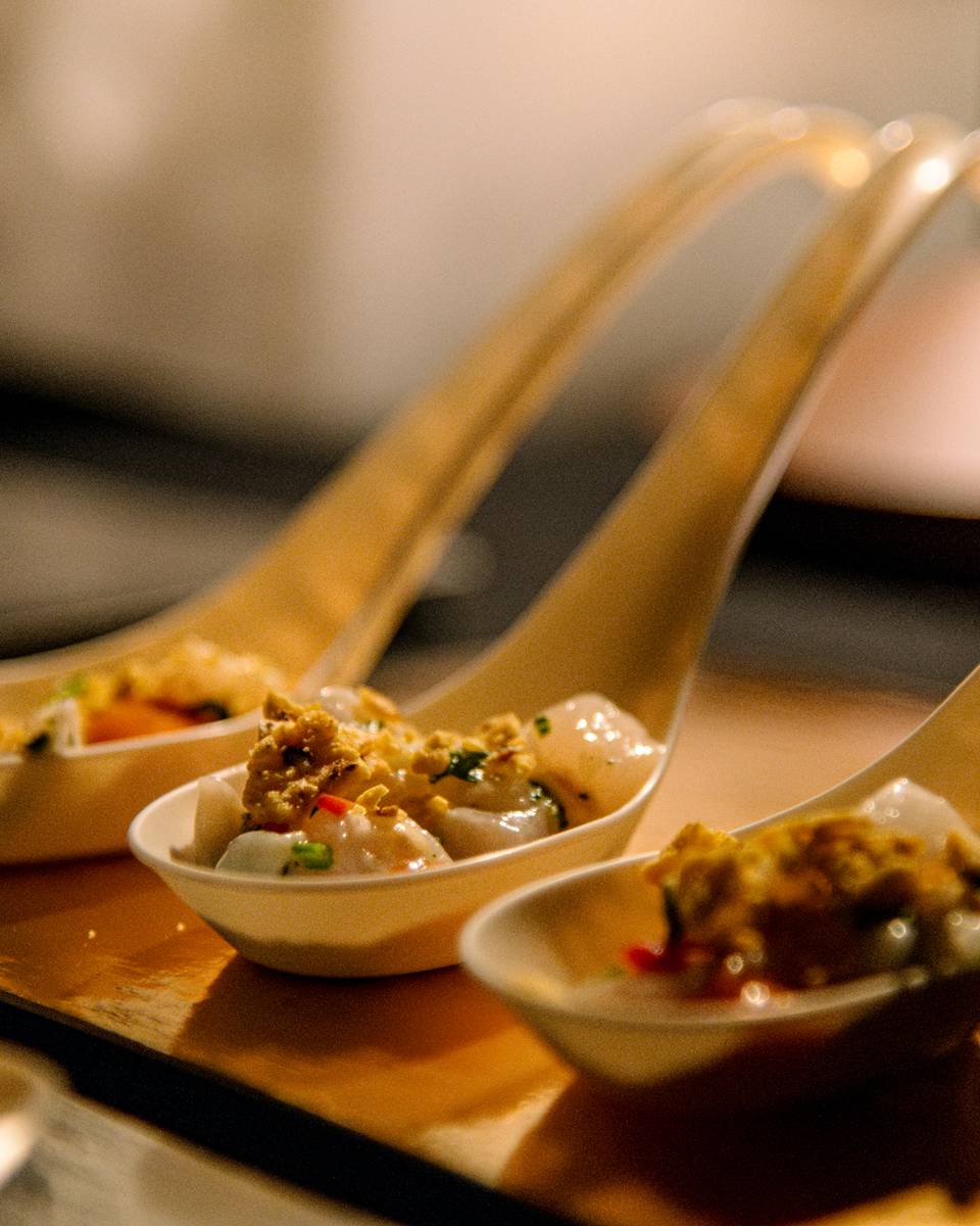 A line of small bites at the Chef Summit at Sunday River.